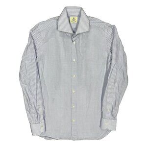 Luigi Borrelli Napoli Dress Shirt Textured Check Italy Cotton 15 1/2 Medium